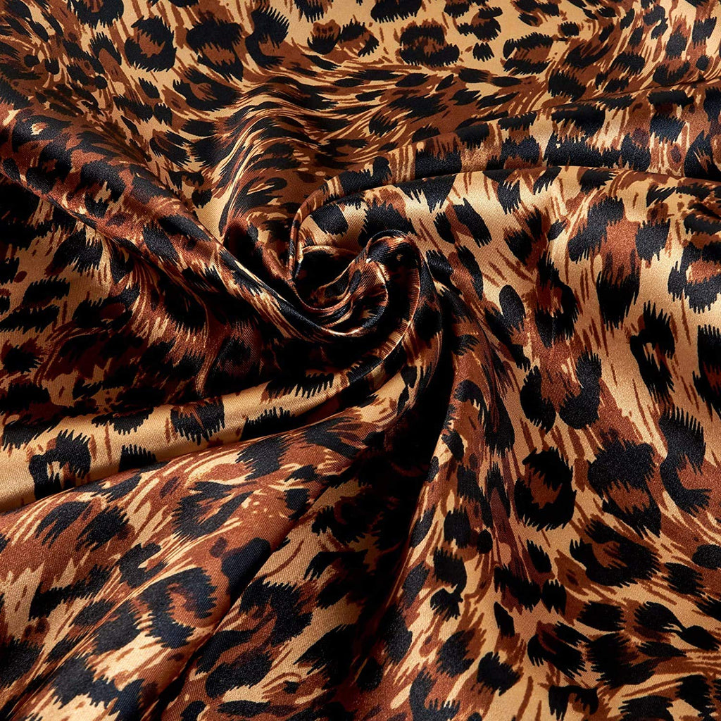 Charmeuse Satin Cheetah Small Brown/Black, Fabric by the Yard