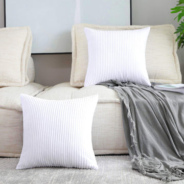 Set of 2 26x26 Pillow Covers Super Soft Euro Sham Striped Corduroy Decorative Euro Throw Pillow Shams Cushion Cover