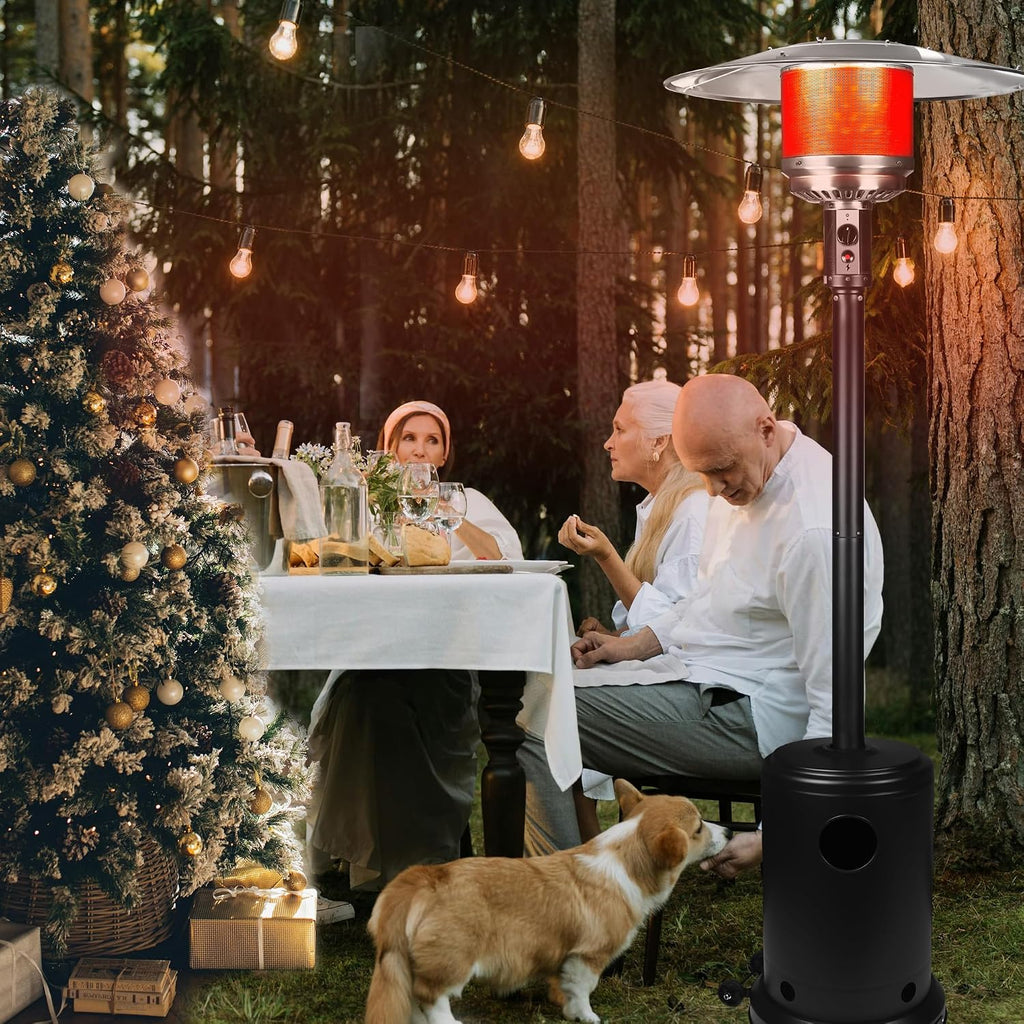 50,000 BTU Propane Patio Heater with Wheels - Outdoor Gas Heater for Backyard, Garden & Restaurant, Powder-Coated