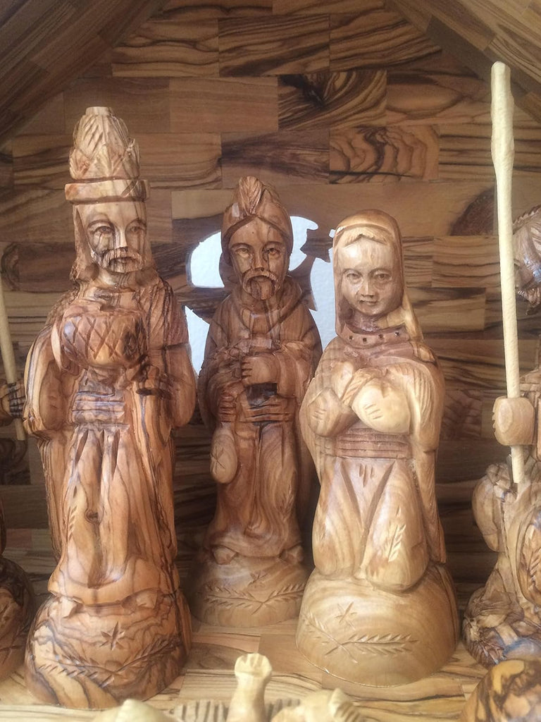 Olive Wood Deluxe Nativity Set (12 Pieces Set)