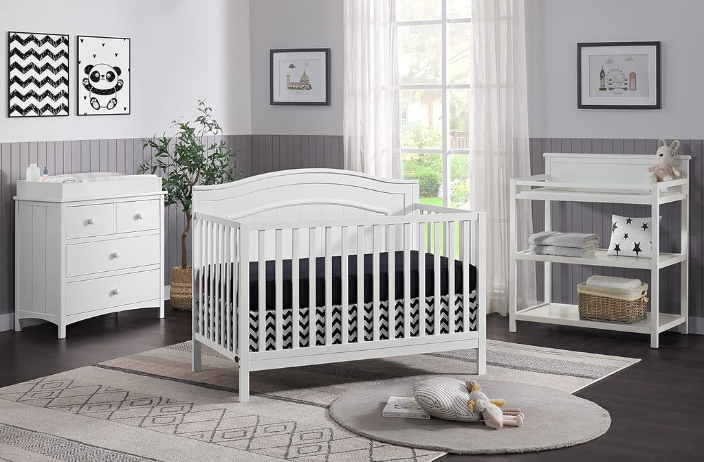 4-in-1 Convertible Baby Crib, Snow White, GreenGuard Gold Certified