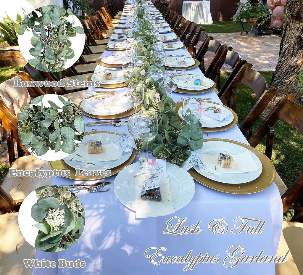 Eucalyptus Garland Artificial Greenery Vines with White Buds