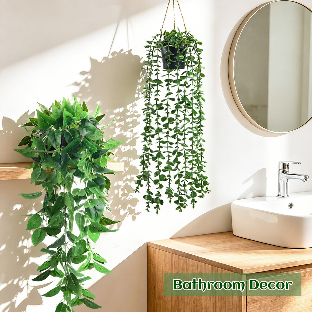 4Pcs Fake Hanging Plants with Lush Cascading Greenery