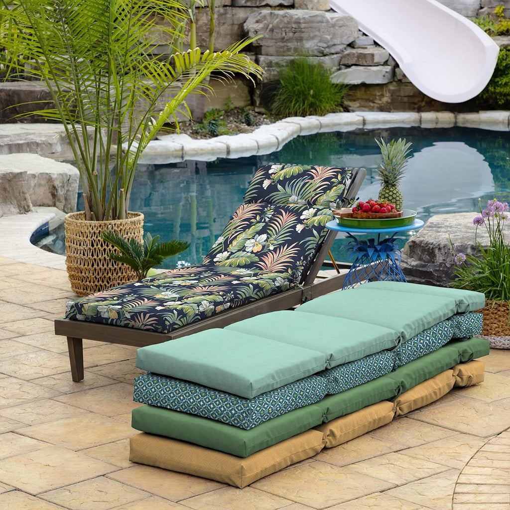 Outdoor Chaise Cushion, 21 in x 72 in, Weather-Proof, Rain-Proof, Fade Resistant Patio Cushion for Chaise Lounger