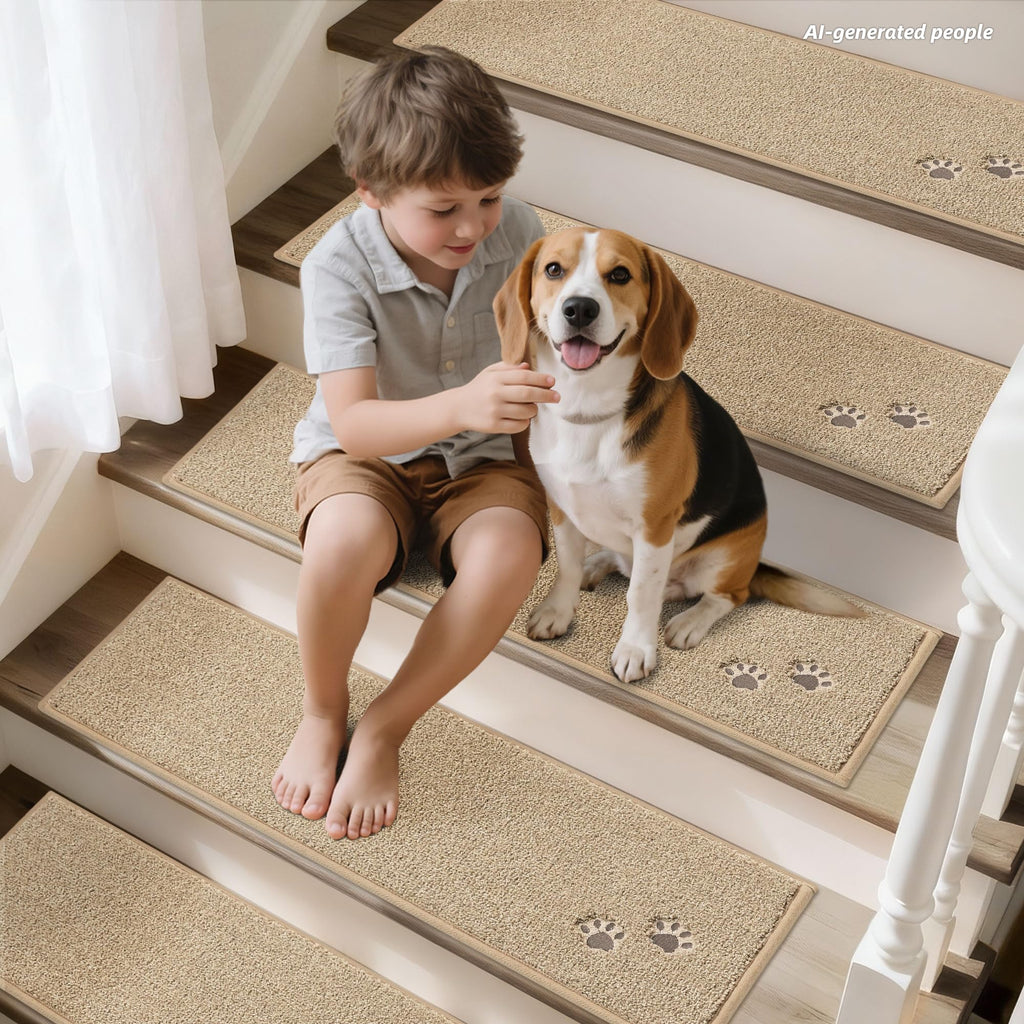Non Slip for Wooden Steps 28" x 9", 4pcs, Warm Beige