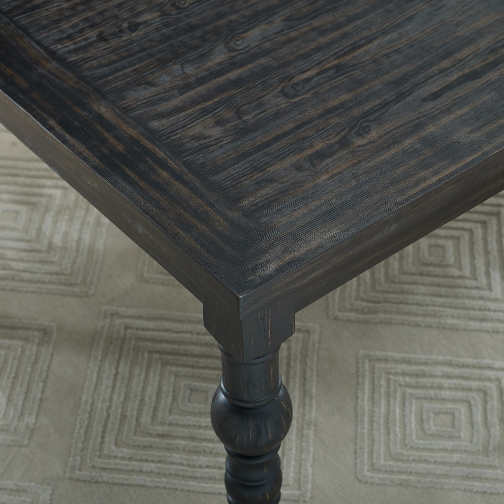 Leviton Urban Style Dark Washed Wood Dining Set: Table, 4 Chairs and Bench, Blue