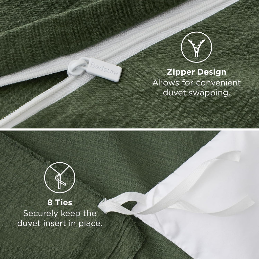Textured Duvet Cover King - Cotton-Like Polyester Jacquard Duvet Cover Set for All Seasons - 3 Pieces Elevated Dobby