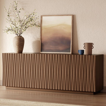 70" Fluted Mid-Century Modern TV Stand for TVs Up to 75", Walnut