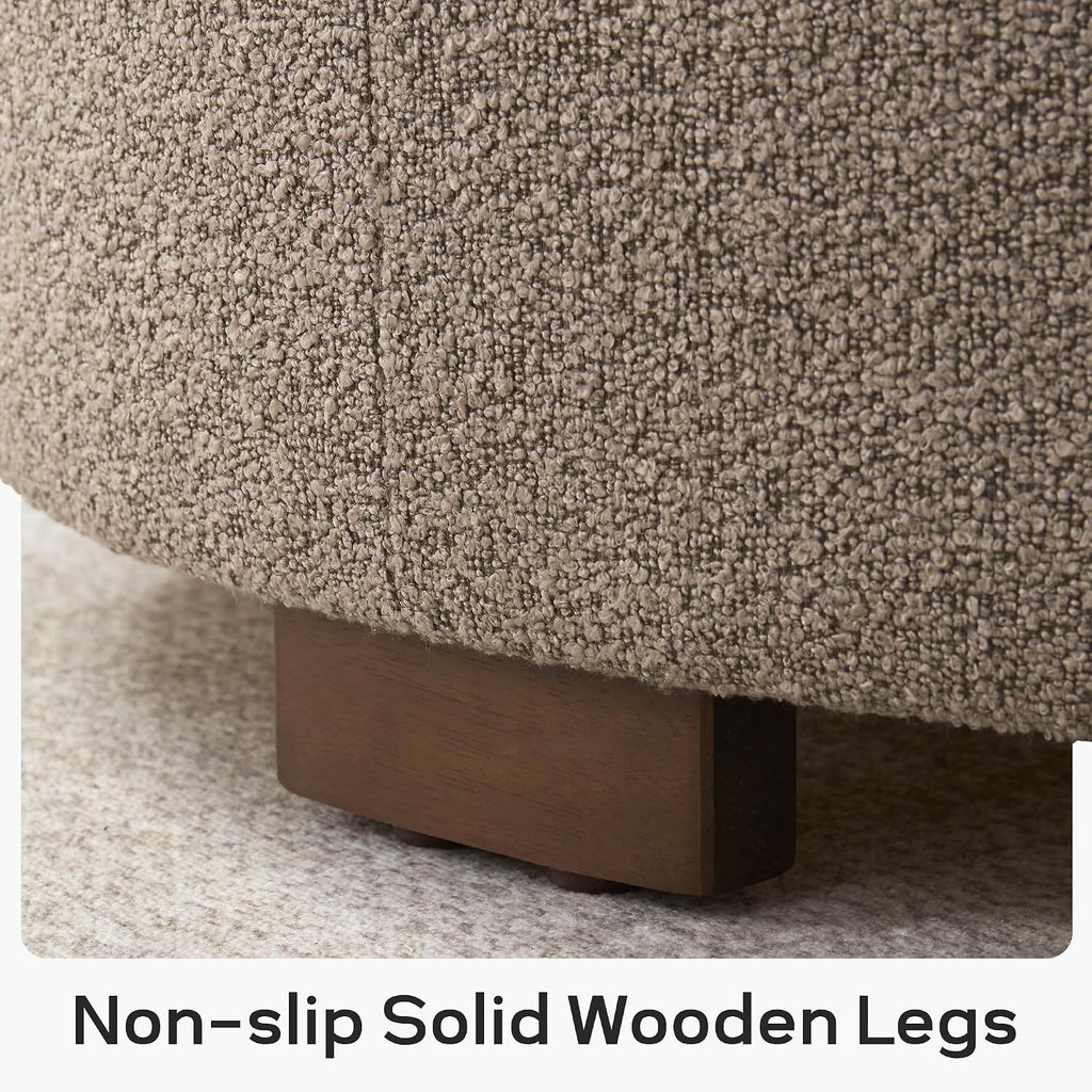 30 Inch Round Storage Ottoman, Ottoman Coffee Table with Lift Off Lid, Boucle Modern Ottomans with Storage s (Brown)
