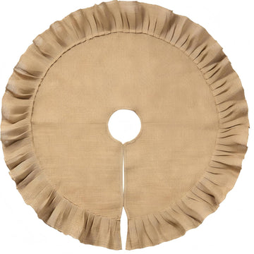55 Inch Christmas Tree Skirt Decor, Burlap Ruffled Tree Skirt, Linen