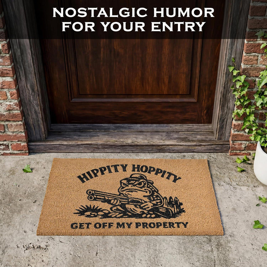 Hippity Hoppity Get Off My Property Door Mat 30x17 Inch, Frog Welcome Mat | Funny Home Decor, Conversation Starter