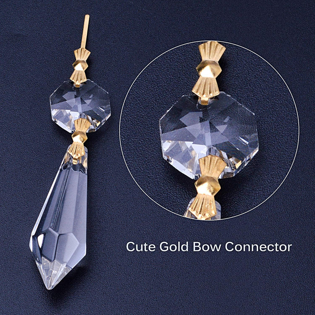 20 Pieces Replacement Clear Chandelier Icicle Crystal Prisms Octogan Crystal Bead for Lamp Decoration,38mm