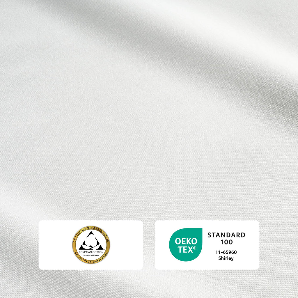Full Bed Sheet Set, 100% Egyptian Cotton Percale, White, Crisp, 4Pc