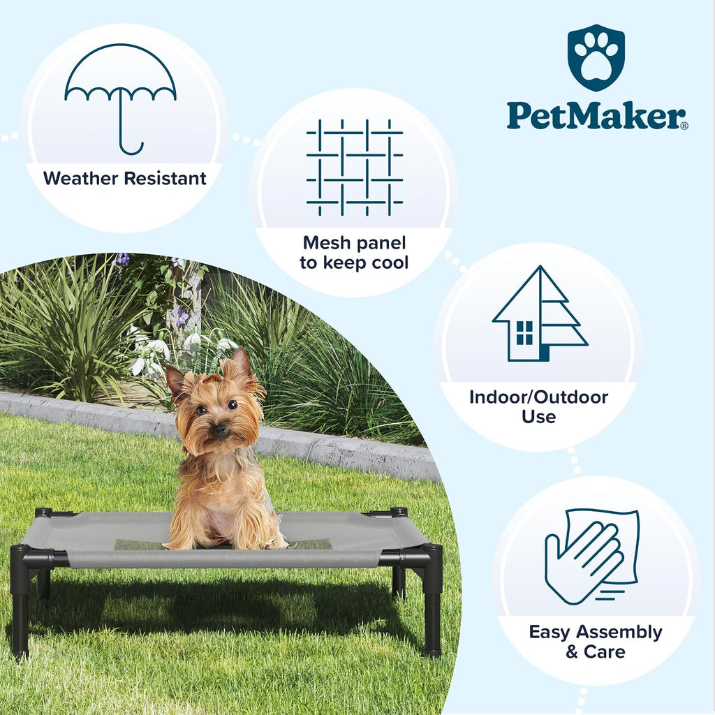 Elevated Dog Bed - 24.5x18.5-Inch Portable Pet Bed with Non-Slip Feet - Indoor/Outdoor Dog Cot or Puppy Bed for Pets