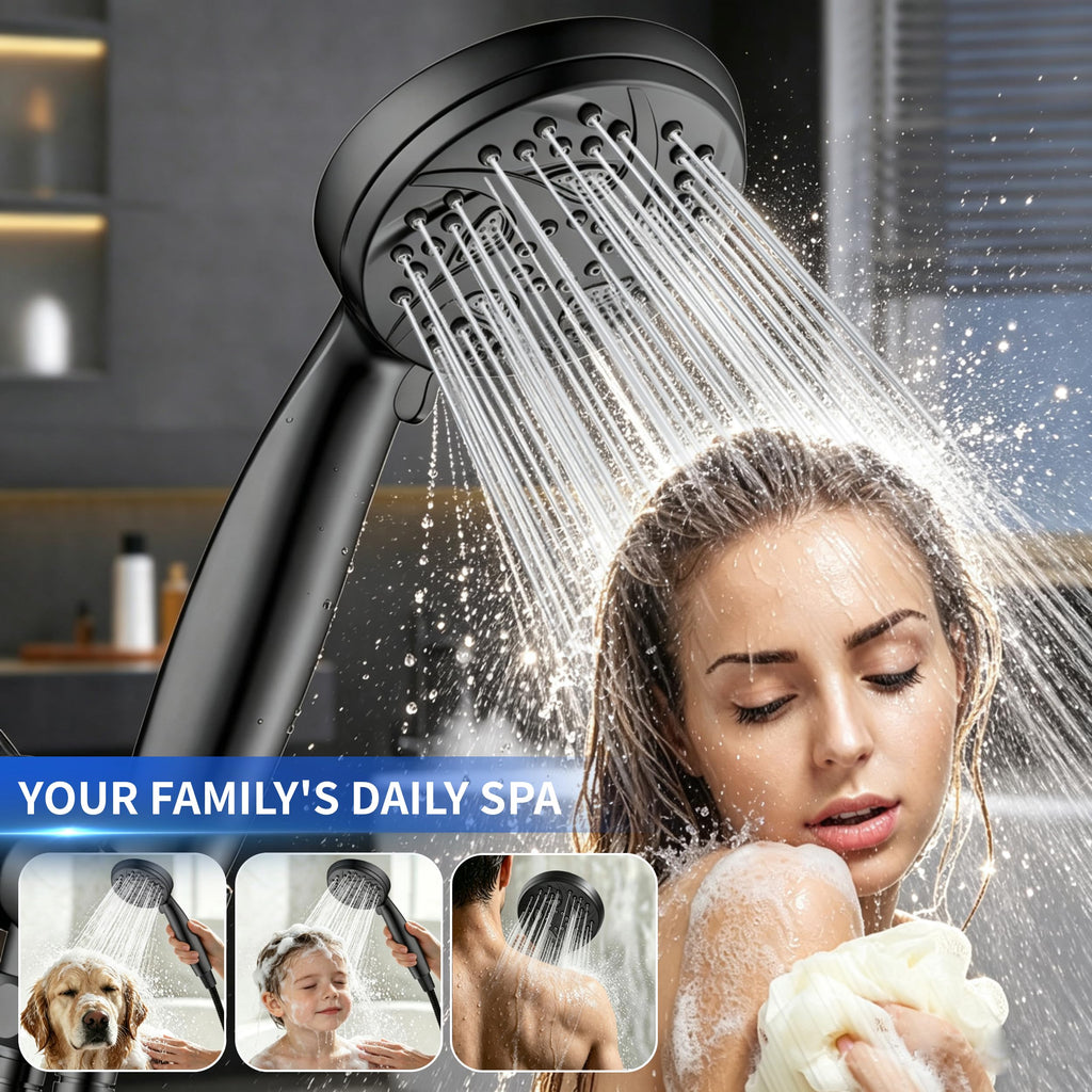 6-Mode Shower Head with Handheld, High Pressure Handheld Showerhead, Black