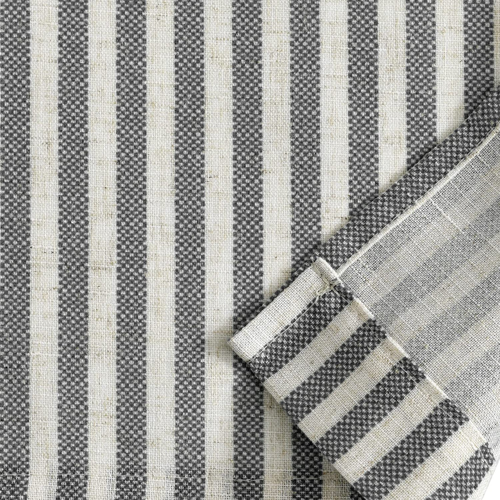 Linen Valance Stripe Farmhouse Black 50W X 16L 1 Panel