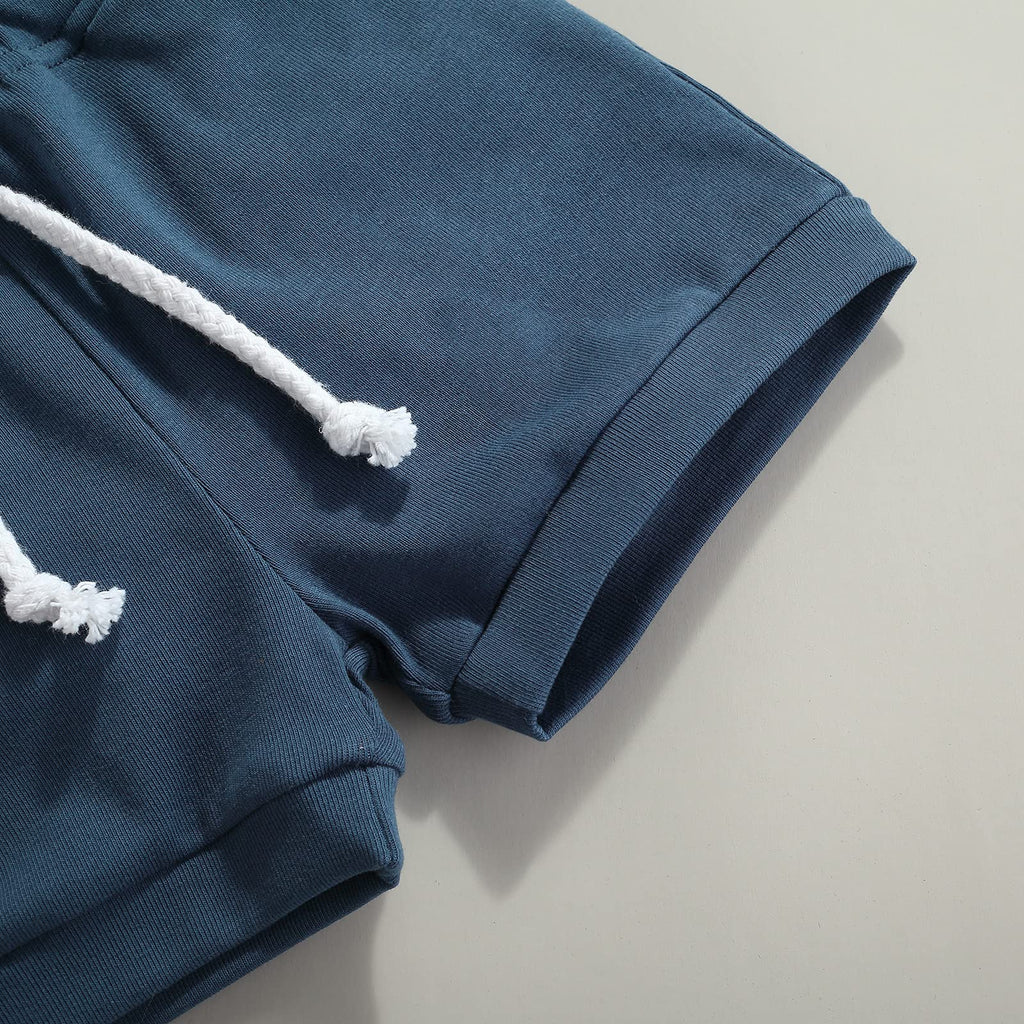 Toddler Boy Clothes Summer Shorts Set Solid Sleeveless Pocket Tops Cotton Outfit 2PCS
