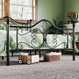 Full Bed Frame with Headboard,Metal Bed Frame with Butterfly Pattern Design Headboard & Footboard,No Box Spring