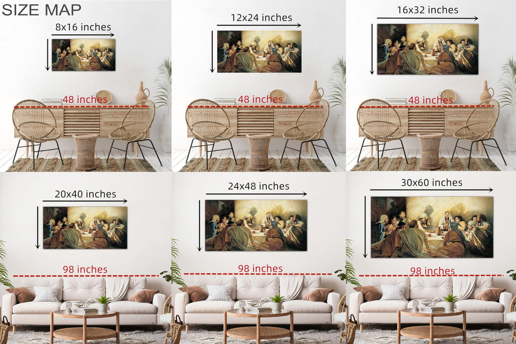 Large The Last Supper Wall Art - Christian Canvas Prints, Classic Religious Last Supper Painting Pictures, Vintage