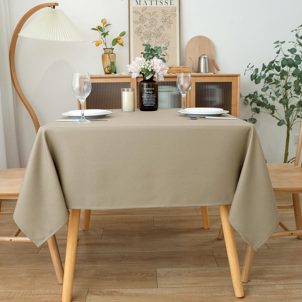Textured Square Tablecloth-Fabric Spillproof Table Cloths-Natural 54x54"