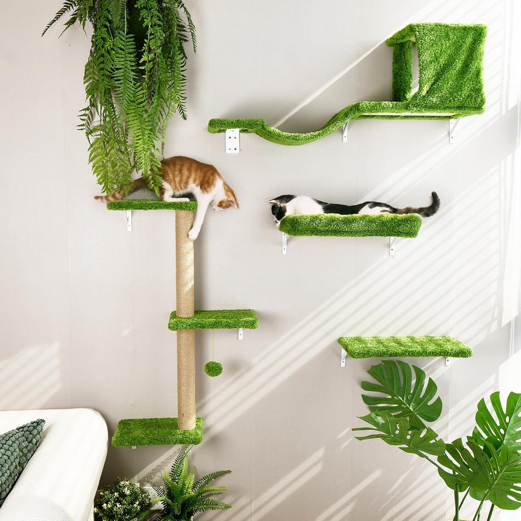 Cat Wall Shelves, 4 in 1 Set, Green