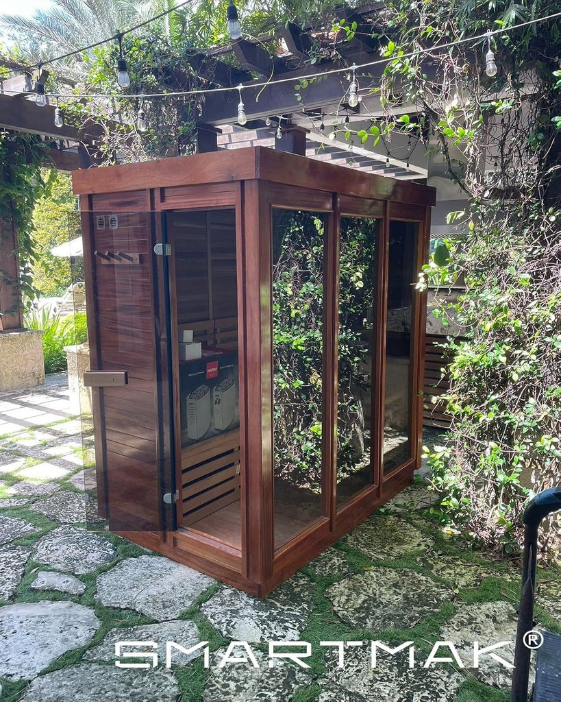 Customized Outdoor 4-8 Person Wood Steam Sauna, Canadian Red Cedar | Hemlock/ Pine Traditional Wooden Spa Room, Wood