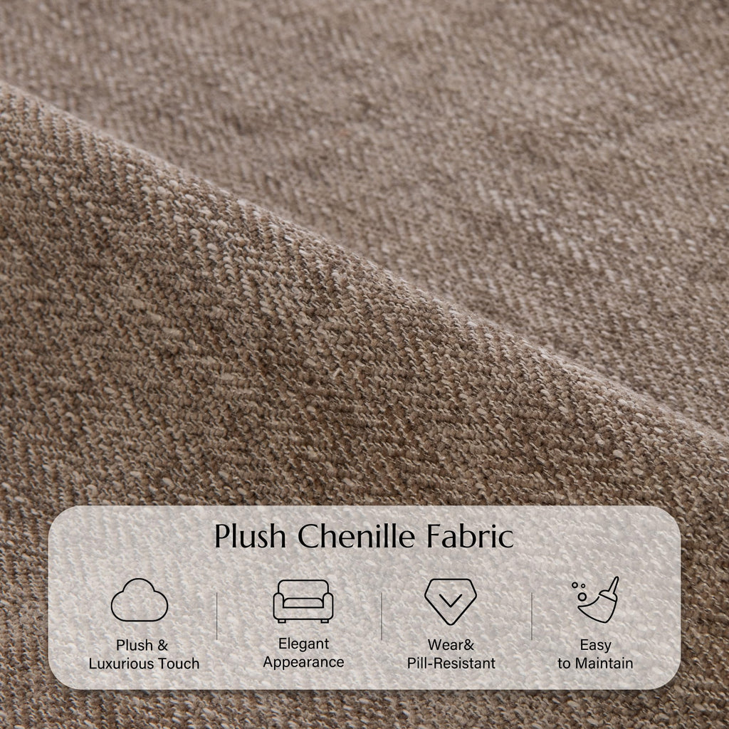 Traditional Accent Chair with Storage Ottoman, 41.3", Chenille, Light Brown