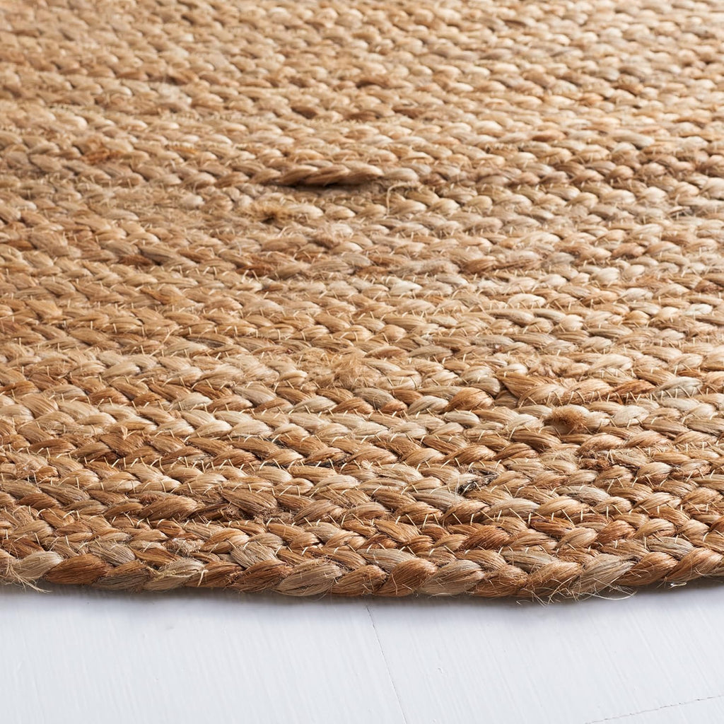 Area Rug Round - Cape Cod Collection- Large - Natural Brown, Handmade Braided Flat Weave Jute (CAP252A)