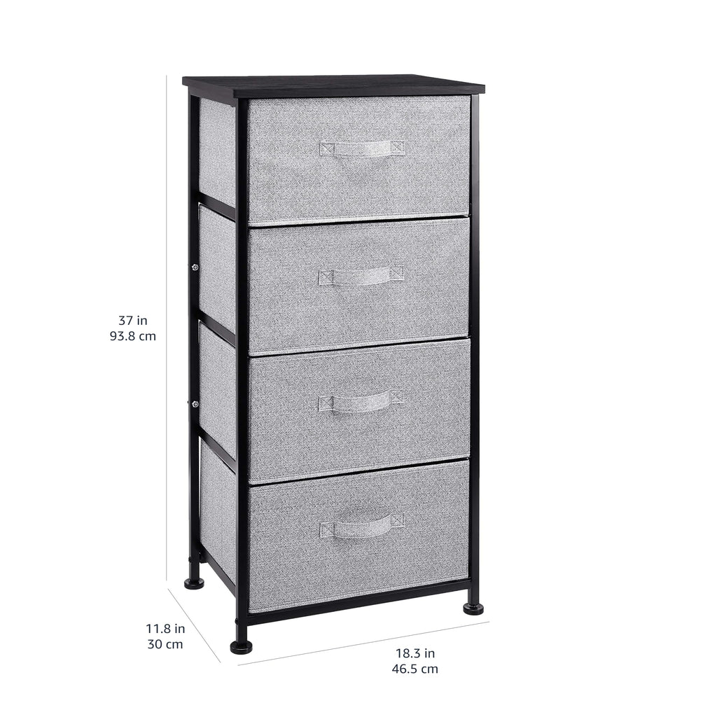 Fabric 4-Drawer Storage Organizer Unit Closet, Black