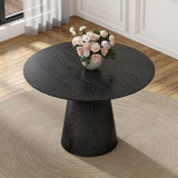 Black Round Dining Table for 4-6, Modern Wood Kitchen Table, 45" Circle Dining Table with Pedestal for Kitchen,Living
