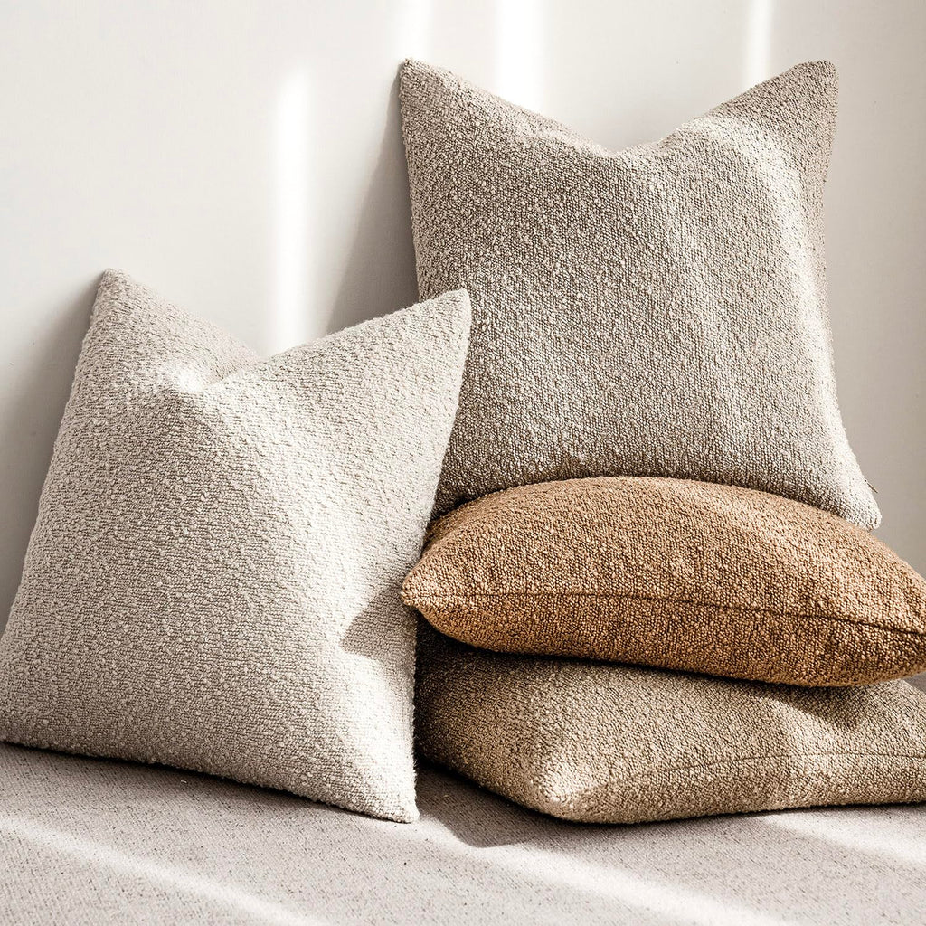 Decorative Textured Boucle Throw Pillow Covers Accent Solid Pillow Cases Neutral Long Body Lumbar Couch Cushion Case