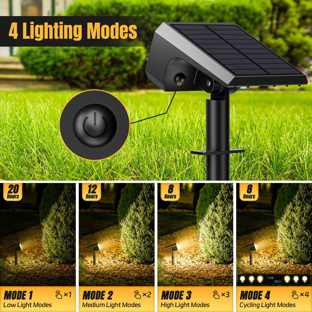 Solar Spot Lights Outdoor Waterproof, 6 Pack, 118 LED Warm White