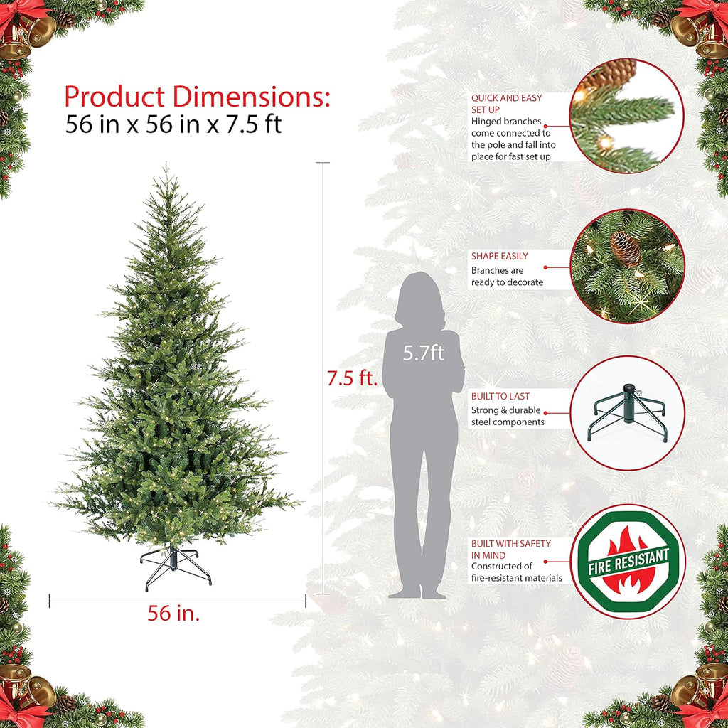 7.5 Foot Pre-Lit Alberta Spruce Artificial Christmas Tree with 1,000 Warm White LED Lights