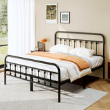 Queen Metal Platform Bed Frame/Victorian Style Headboard and Footboard/Steel Slat Support/Easy Assembly/No Box Spring