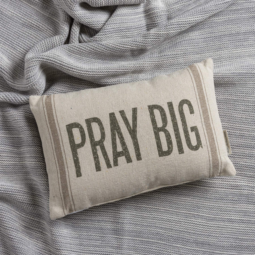 Light Striped Pillow, 15 x 10-Inches, Pray Big