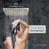 12 Inch Rectangle Rain Shower Head - Ceiling or Wall Mount Rainfall Shower Head - Large Coverage Showerhead