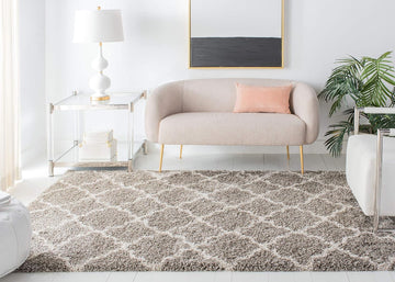 Hudson Shag Collection 6' x 9' Grey/Ivory SGH282B Moroccan Trellis Non-Shedding Living Room Bedroom Dining Room