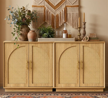 31.5" Sideboard Buffet Cabinet with Storage, Light Oak, 2pcs