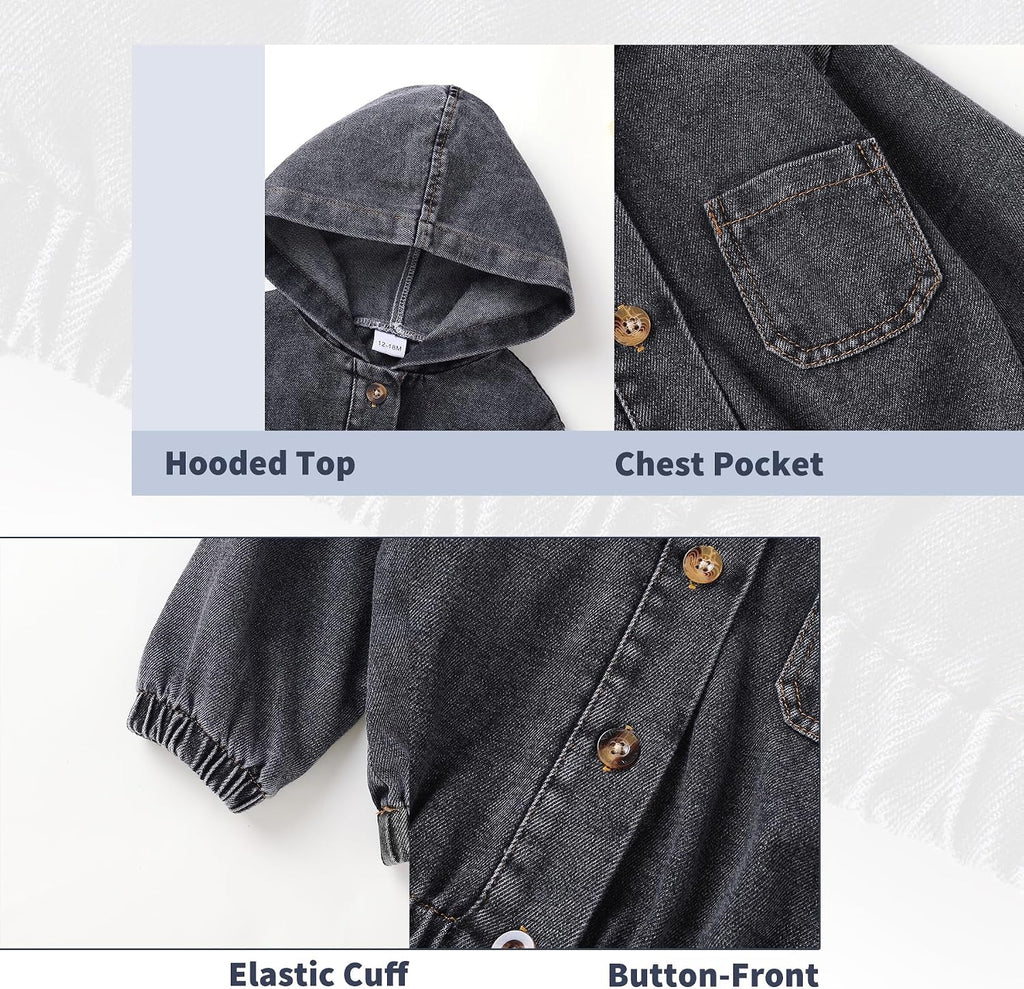 Toddler Jean Jacket with Hood Denim Outerwear for Girls and Boys