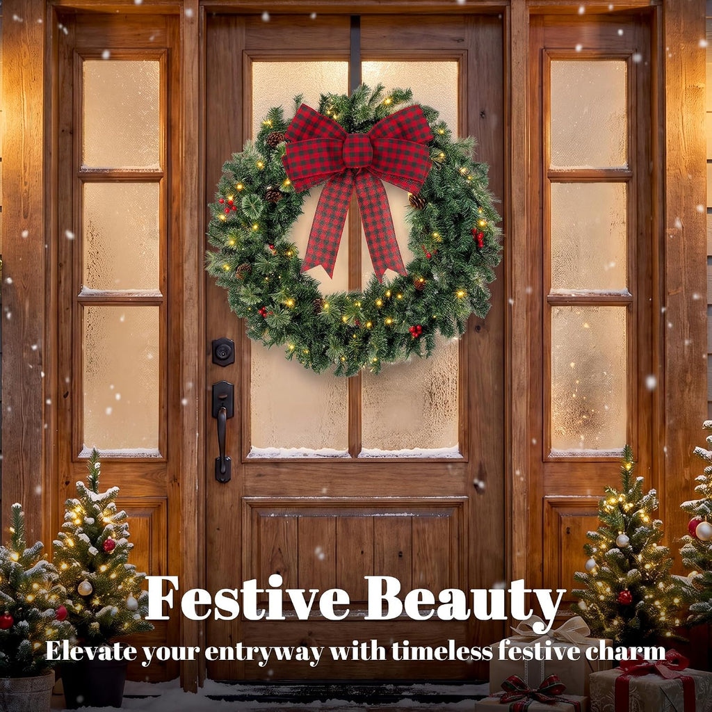 36 in Pre-Lit Crestwood Spruce Artificial Christmas Wreath, Green