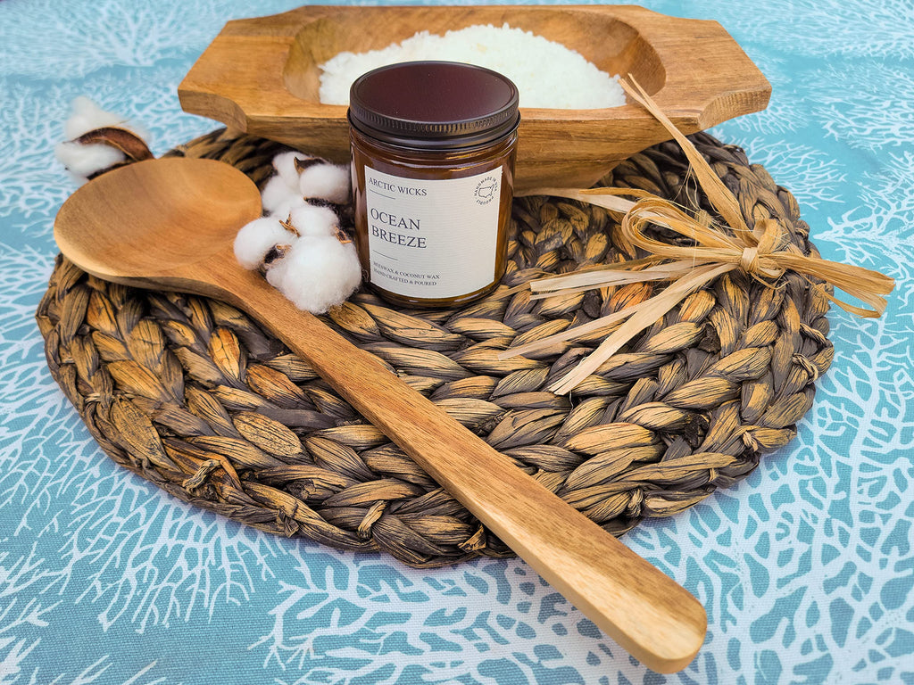 Scented Coconut Beeswax Candles | Coconut Beeswax Non Toxic Candle 9oz Amber | Farmhouse Candles Non-Toxic Clean Burn