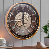 CLXEAST 24 Inch Wall Clock with Moving Gears,Oversized Large Industrial Steampunk Clock