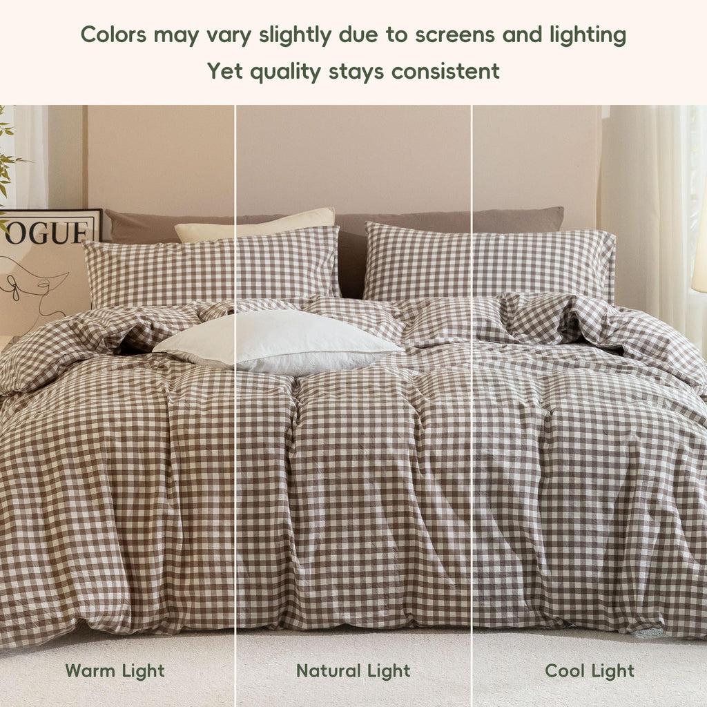 Washed Cotton Duvet Cover Set, 3-Piece, Classic Gingham