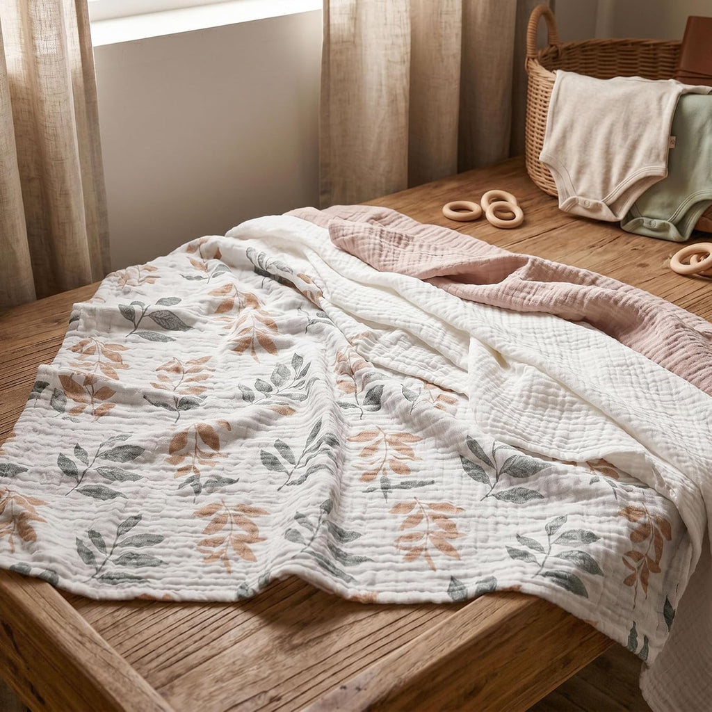 Muslin Swaddle Blankets, 3 Pack Breathable Soft Receiving Blanket, Large 38 x 40 inches Swaddle Wrap
