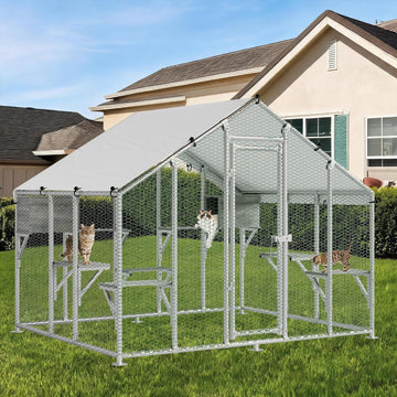 Extra Large Catio Outdoor Cat Enclosure with 7 Platforms & 2 Condos