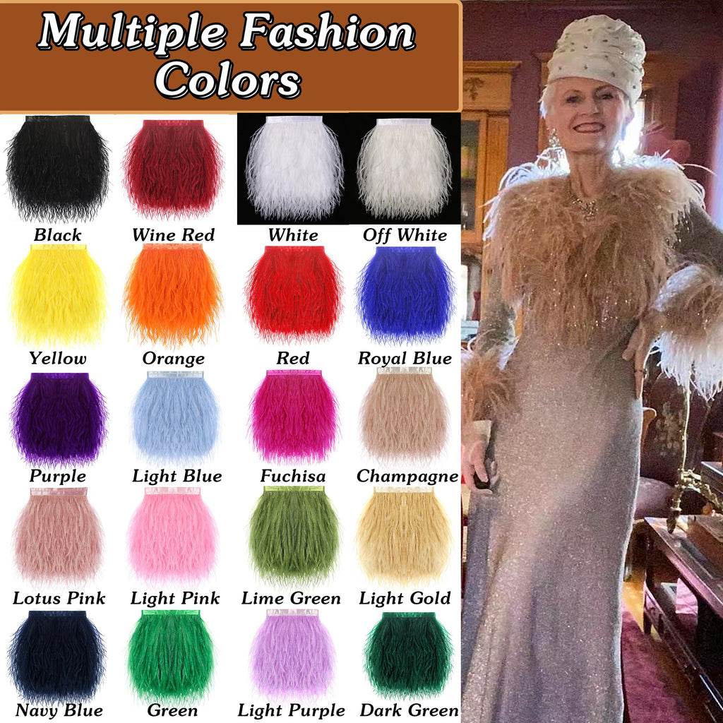 Light Blue Ostrich Feather Trim, 4 Inch 2 Yards