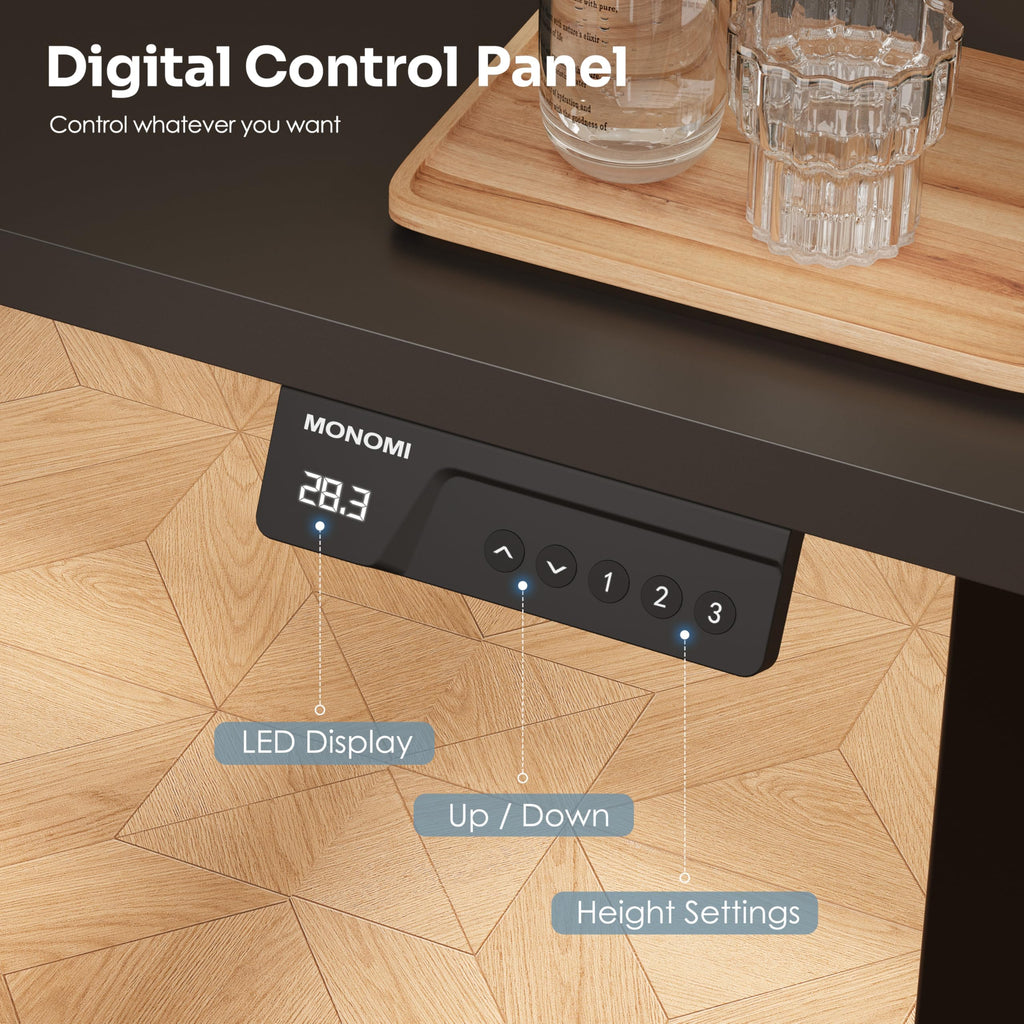 35"x20" Small Electric Standing Desk, Whole Piece Desktop, Black