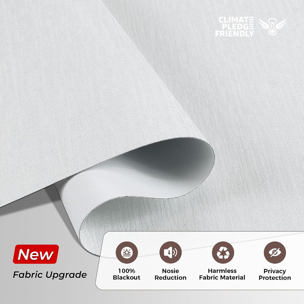 No Drill No Tools Blackout Roller Shades for Windows, (White 34 x 48), Renter-Friendly, UV Protection, no-Drill