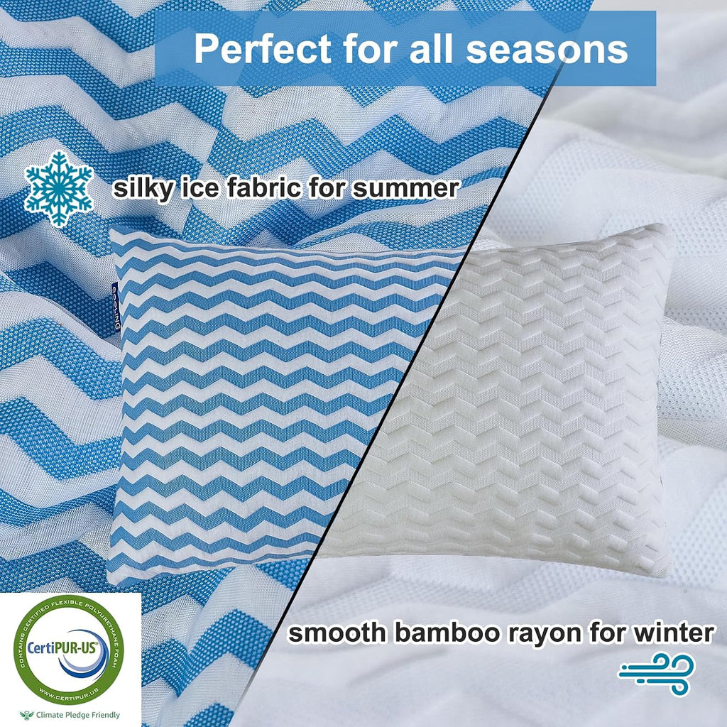 Pillows Queen Size Set of 2- Adjustable Firm Shredded Memory Foam Pillows - Side Sleeper Bed Pillows for Adults with