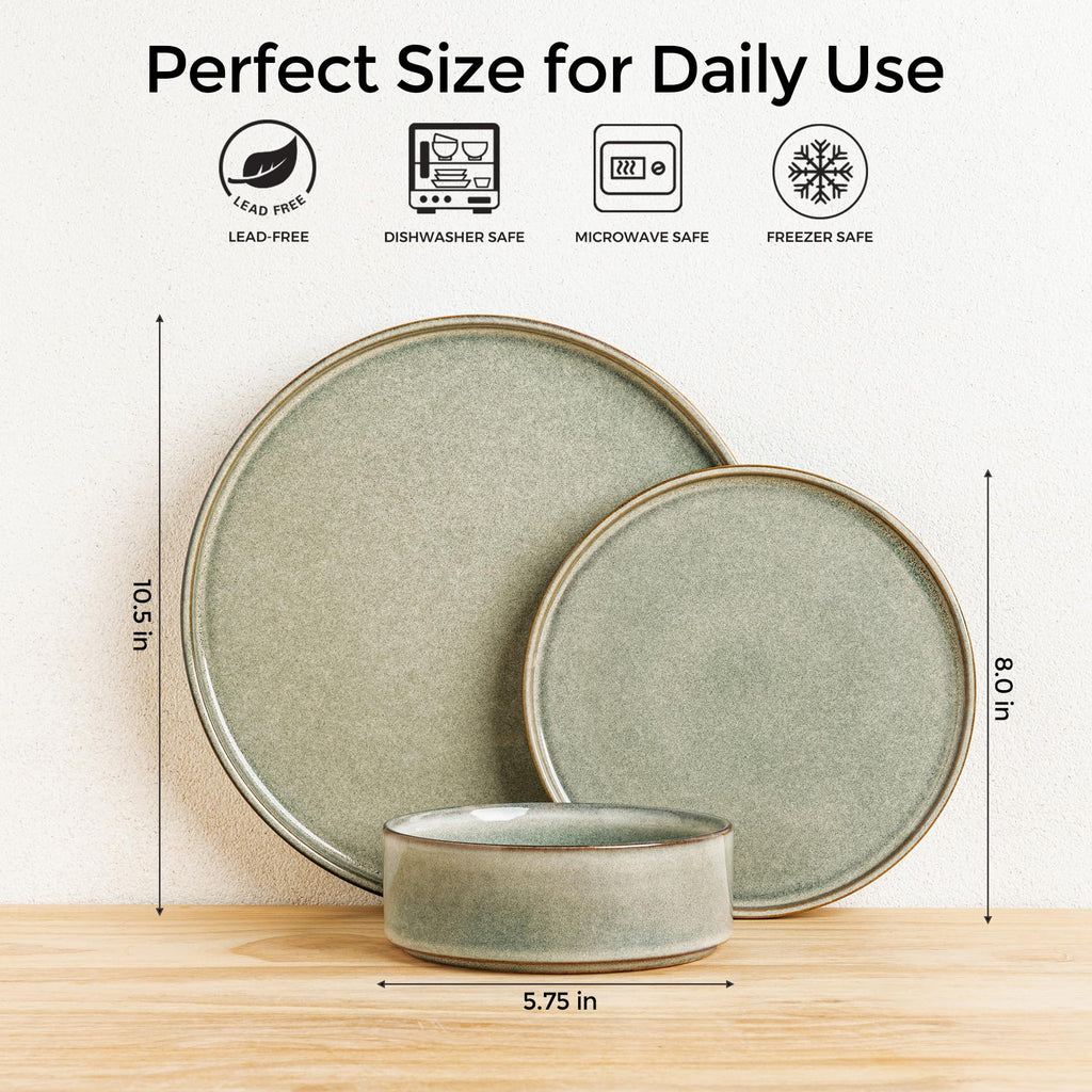 Stoneware Dinnerware Sets for 4,12 Piece Plates and Bowls Sets